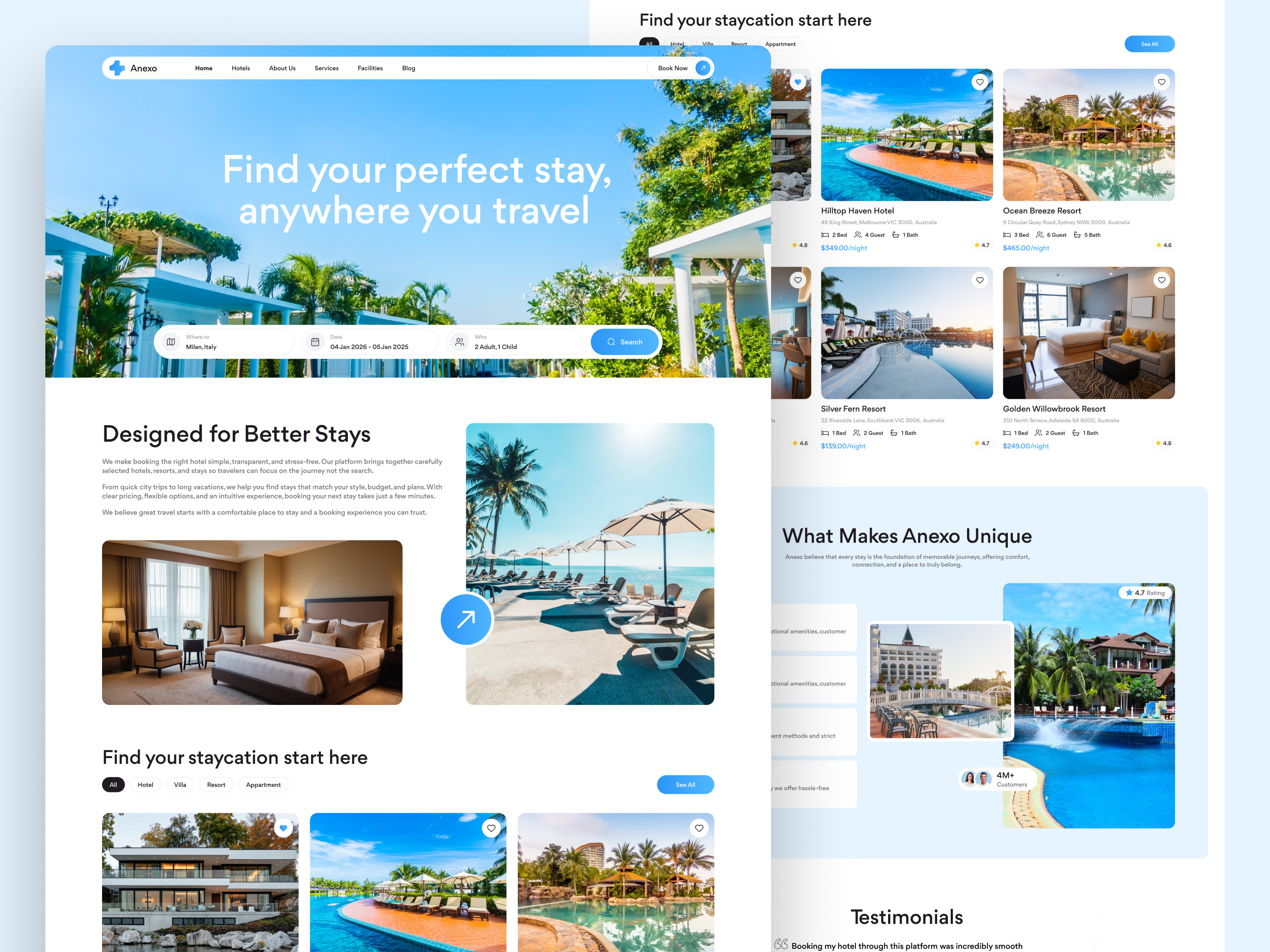 Anexo - Luxury Hotel Booking Landing Page booking filter flight hospitality hotel hotel booking hotel booking website hotels landing page landing page design reservation resort search ticket travel agency travel app vacation villa web design website design