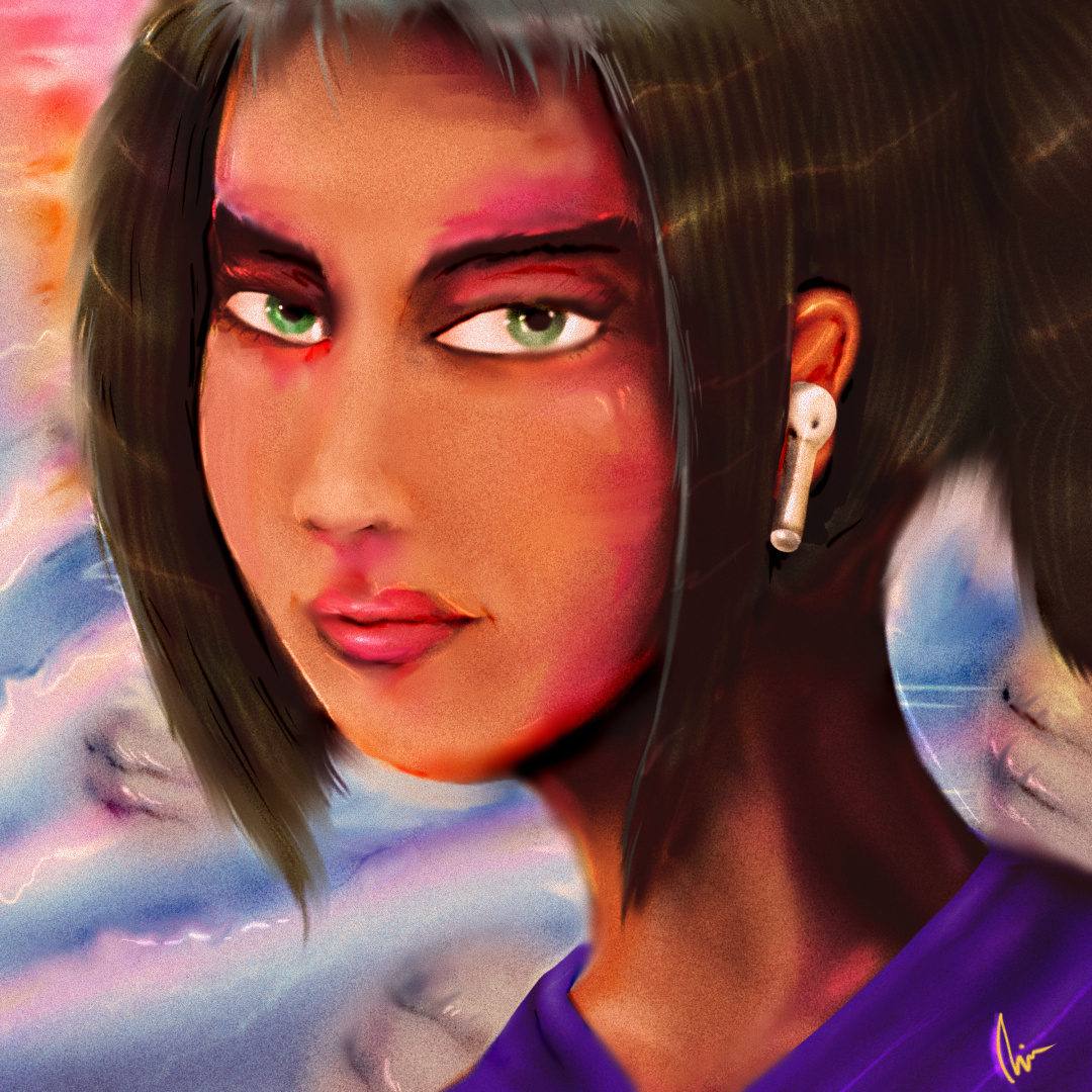 "The Girl with the Airpod" art branding color pencil comic design draw dream girl illustration manga vintage water ink