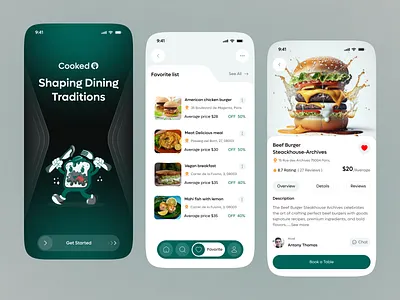 Cooked — Your daily food recipe companion mobile app. app booking chef cook cooking cuisine food food app food tech guide meal planner mobile app modern app overview recipe restaurant splash tutorial ui ux