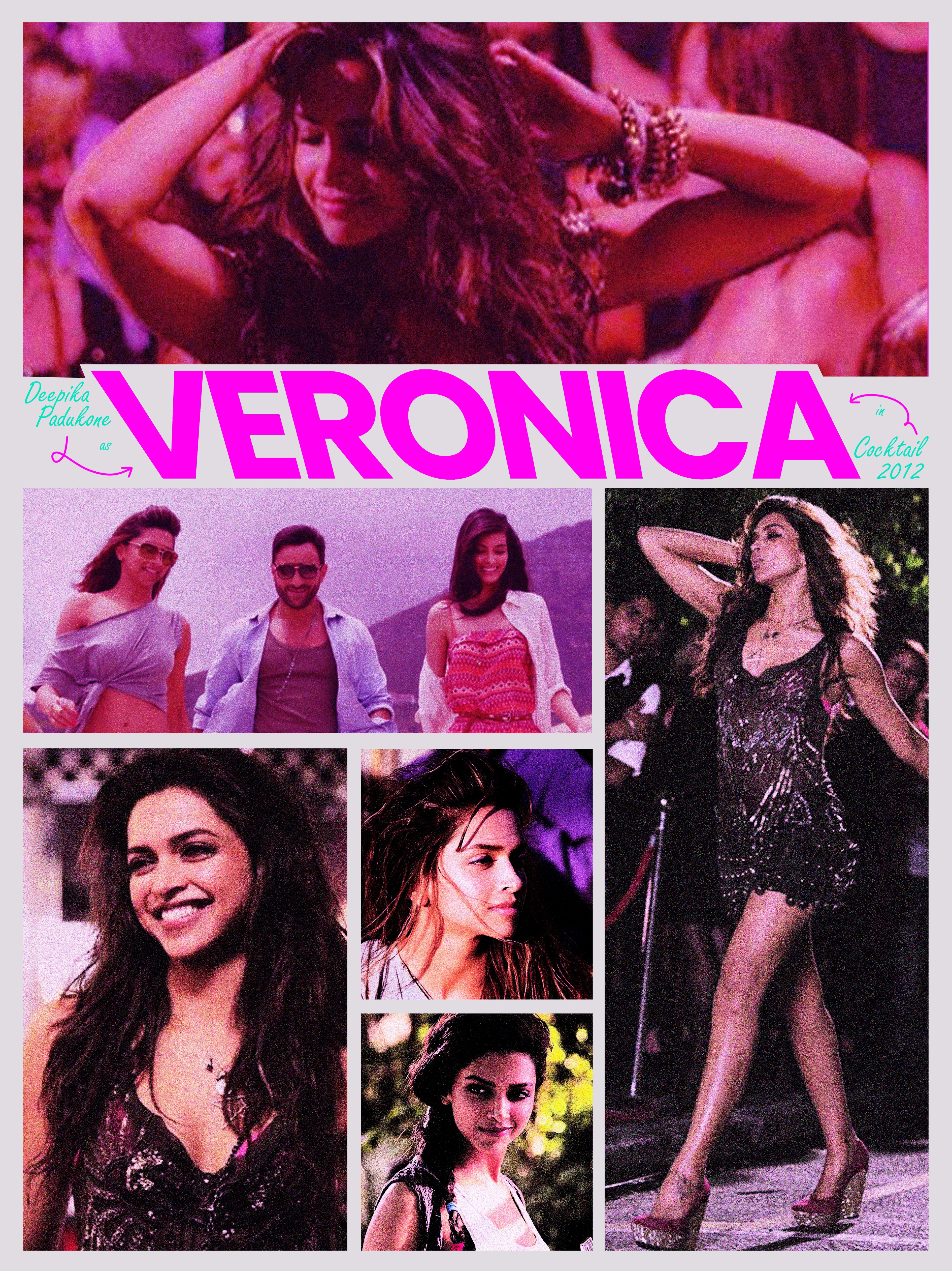 Veronica Poster bollywood branding cocktail deepika padukone design film girl graphic design it girl movie poster poster typography veronica