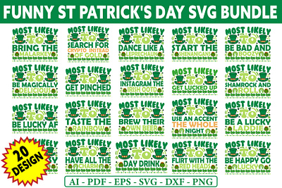 St Patrick's Day Most Likely Bundle branding community logo illustration st patricks day svg files typography