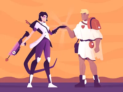 Valentine's Day Power Couple character couple cupid design graphic design illustration love people superhero valentines day vector