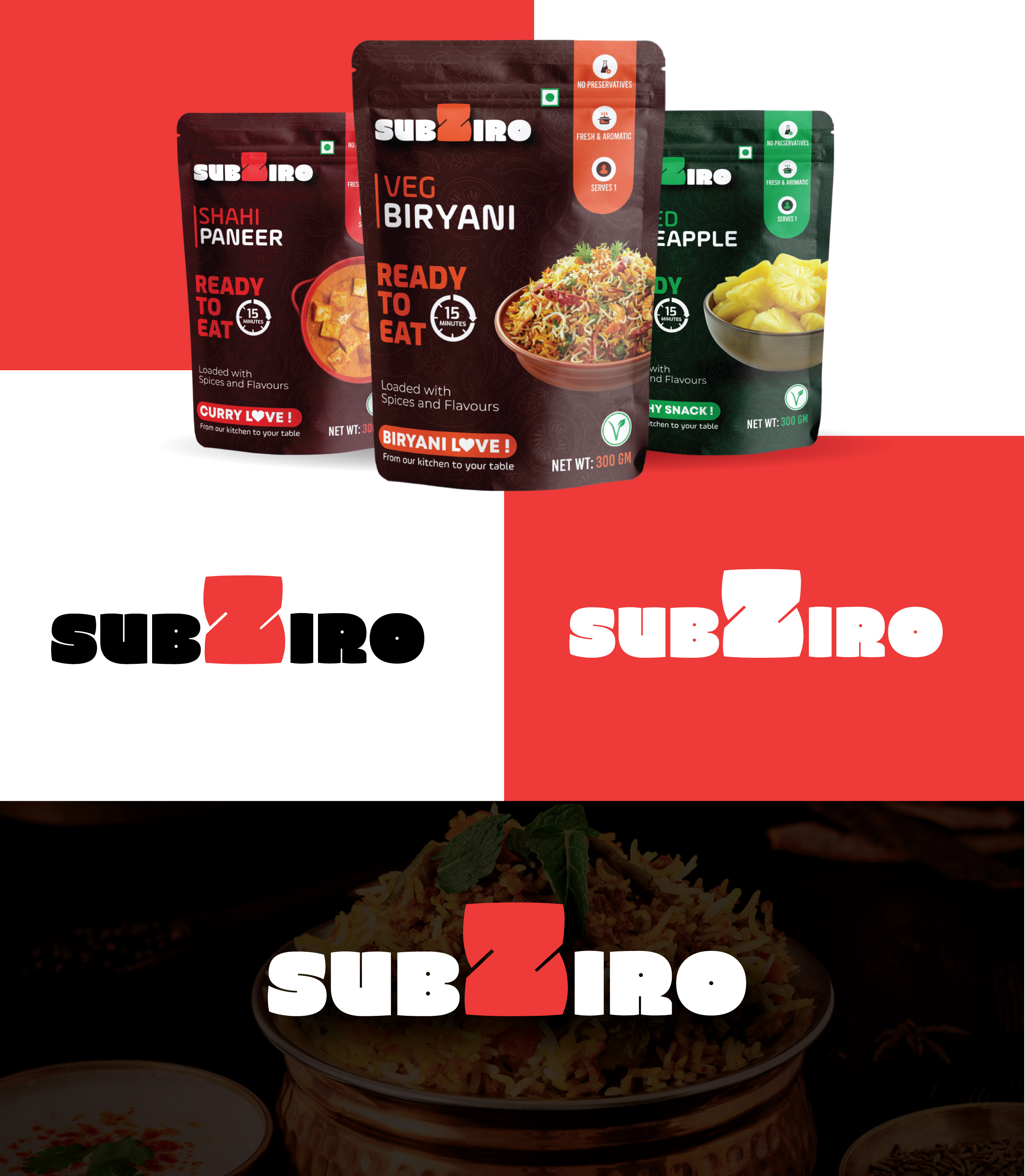 SUB - ZIRO - Ready to Eat 3d branding graphic design packaging design packaging design service pre made food packaging design ready to eat food product ready to eat pouch