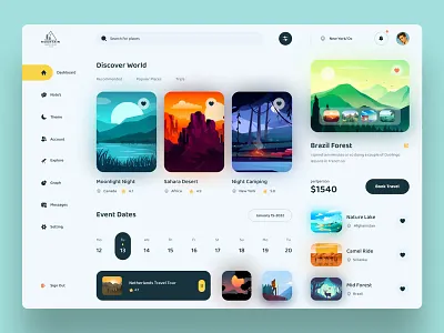 Travel Destination Dashboard UI Design admin dashboard booking dashboard booking platform branding clean design dashboard design data visualisation dotpixel agency interaction design modern ui motion design product design saas saas design travel app design travel saas ui ux design ux animation uxdpa web ui