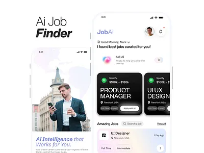 Ai job finder app design ai ai app ai app design ai job app ai job finder app app design app designer app developer clean app freelance app freelancing app job app job app design job finder job portal job website modern app recruitment app