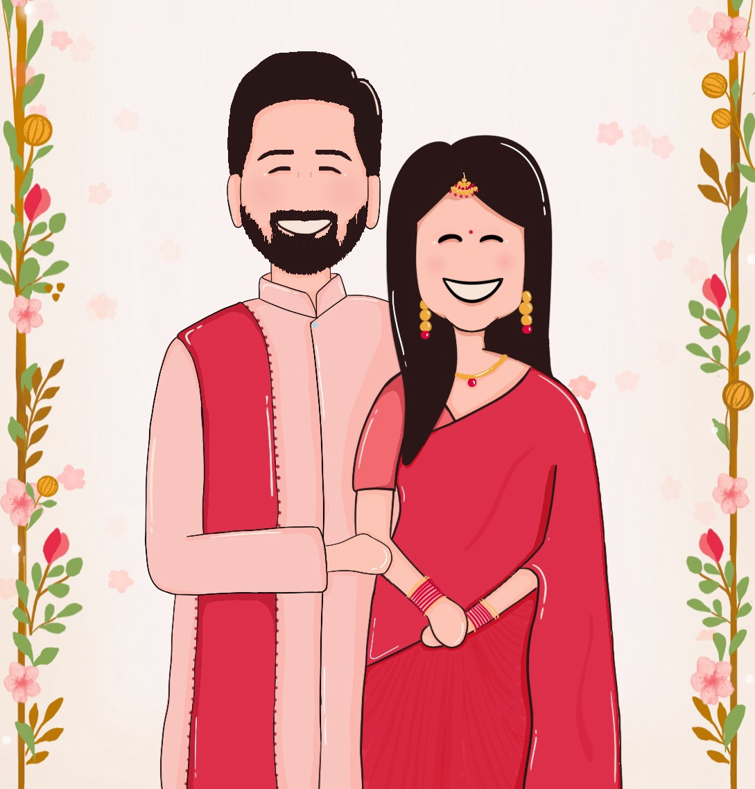 Us anime style art caricature character design drawing ghibli style graphic design illustration marriage solid vector wedding wedding invite