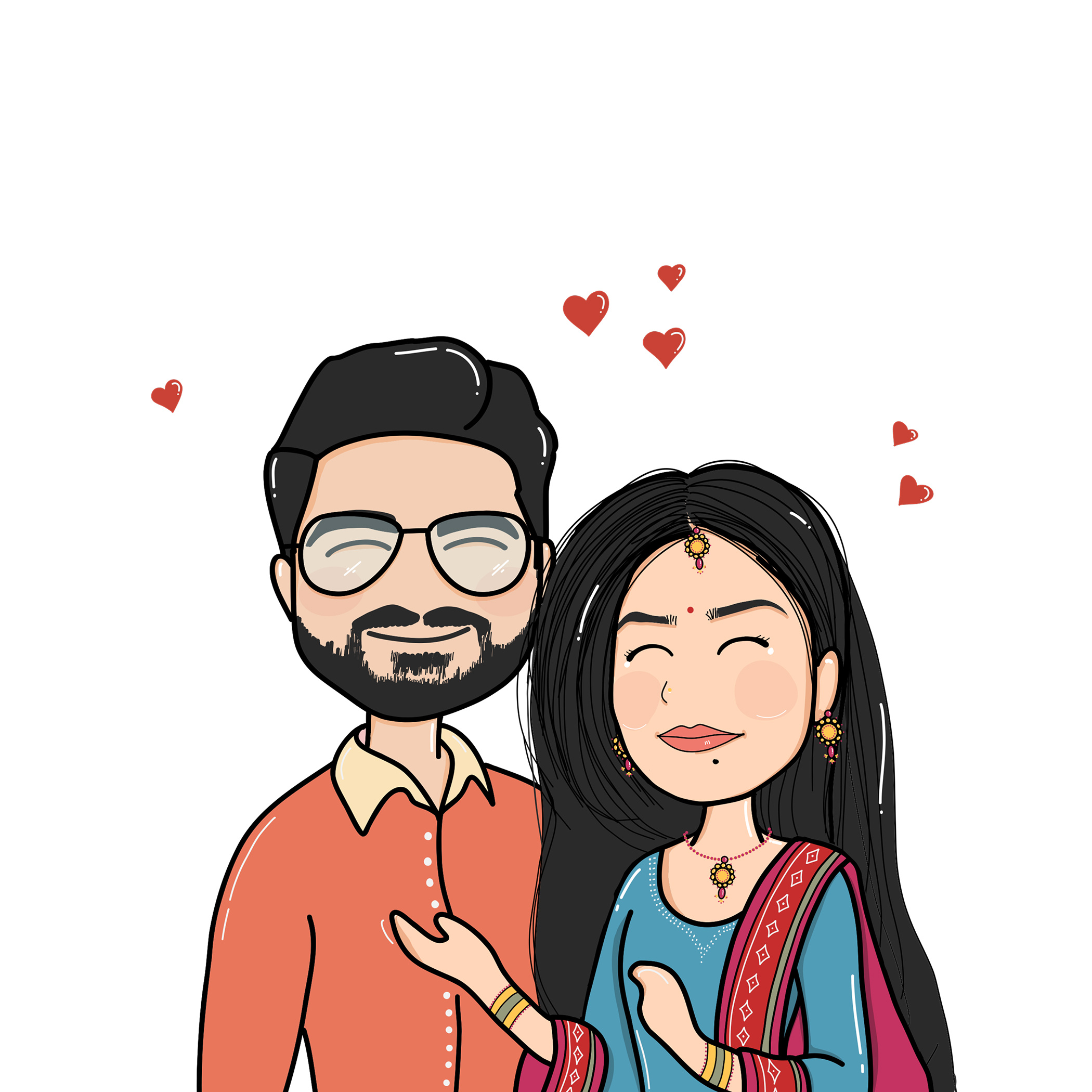 Best friends anime style art caricature character design drawing friends graphic design illustration marriage solid studio ghibli style vector wedding card