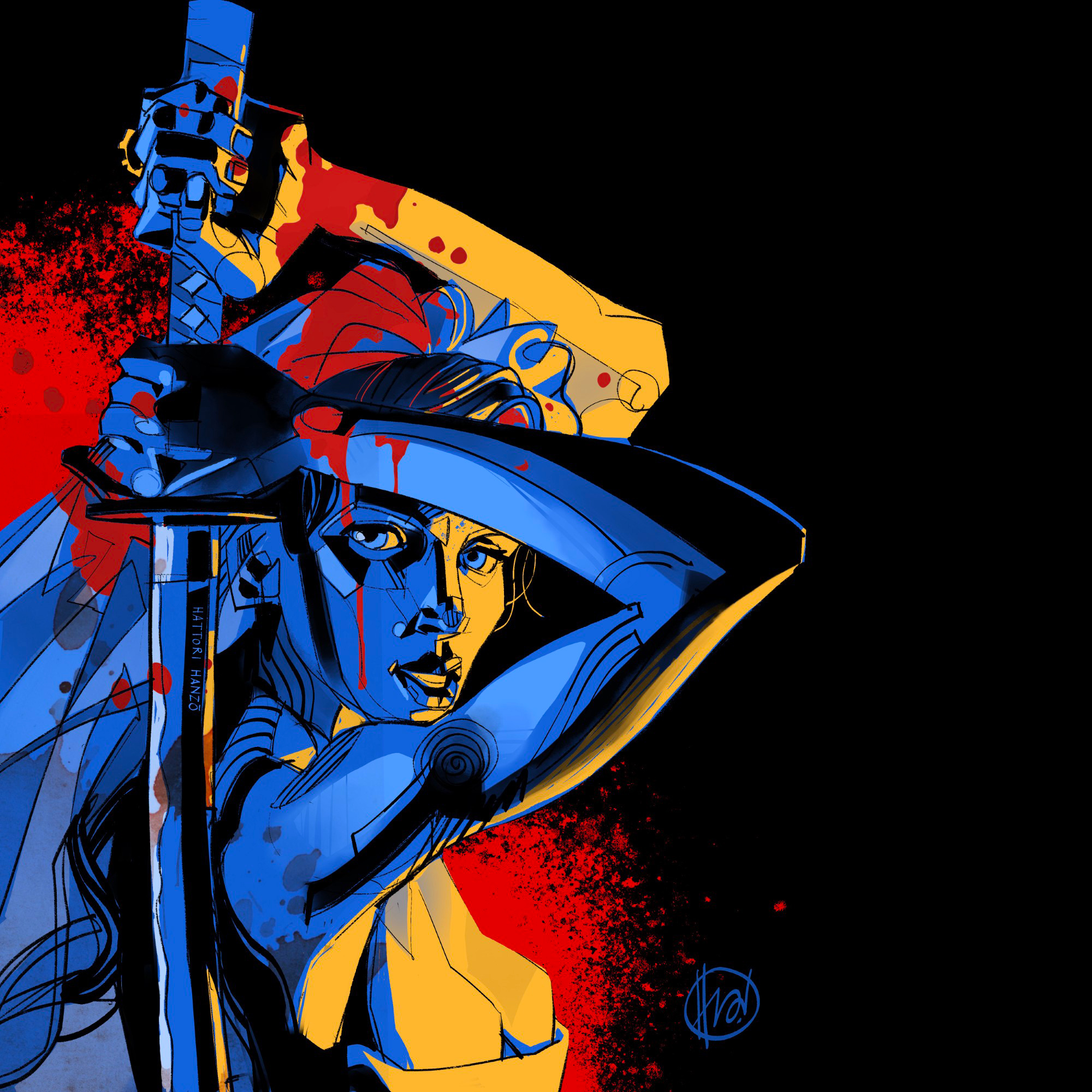 The Bride 👰🏻‍♀️ creative portrait heroine illustration katana kill bill movie art movie poster quentin tarantino the bride uma thurman