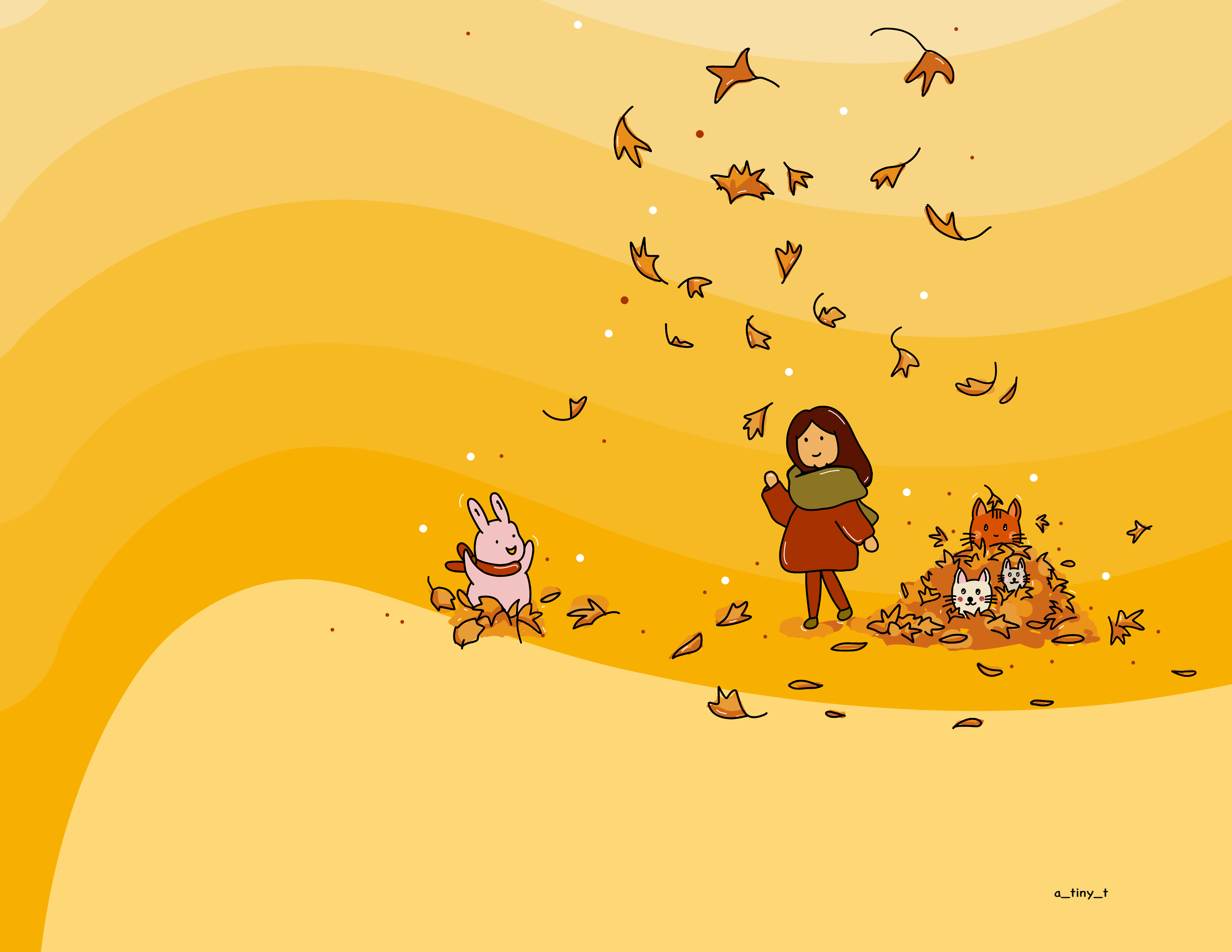 Autumn time animal art autumn caricature character design cute drawing friends graphic design happy illustration solid vector vibe