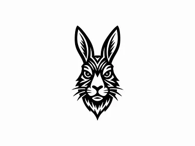 Sharp Rabbit Head Logo animal attitude branding bunny design hare identity illustration logo mark mascot nature outdoor rabbit sports symbol symmetry tribal vector wild