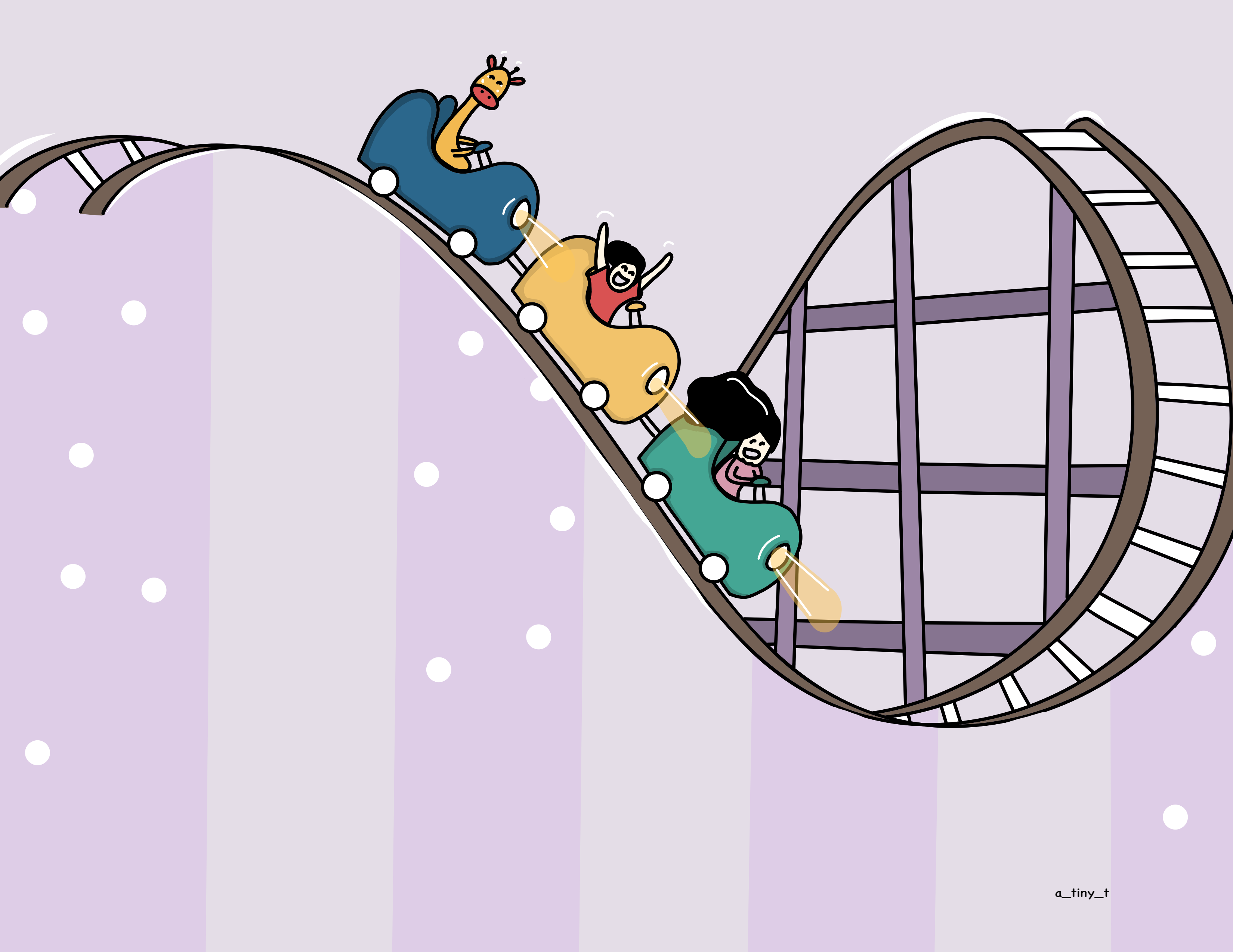 Rollercoaster ride art character design digital art drawing graphic design illustration rollercoaster solid vector
