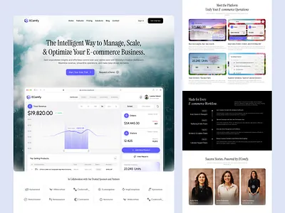 Ecomfy - E-Commerce SaaS Landing Page Design b2b business management crm dashboard e commerce ecommerce saas landing page order management product design radiyal saas saas landing page ui ui design ux design web app web design web ui design website design