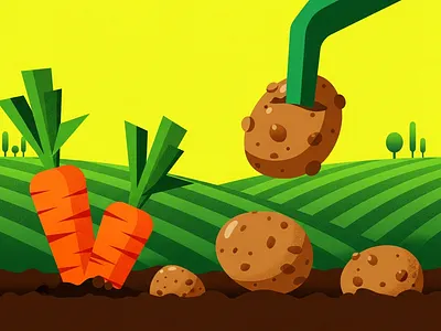 Flat Design Agriculture & Farming Vectors agriculture farming food harvest illustration outdoor potato stylized vector web