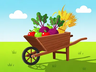 The Abundant Harvest: A Stylized Agriculture Series agriculture barn cow farming food harvest illustration landscape nature potatoes web