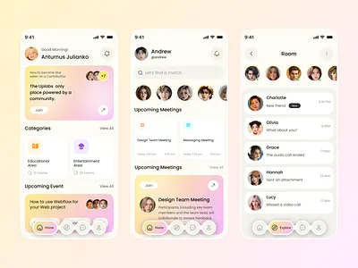 Clubhouse Redesign – Social Networking App Concept app design case study chat clean ui community design dashboard instagram stories ios meet up mobile mobile app mobile app design networking photos social app social media social media app social network story uiux