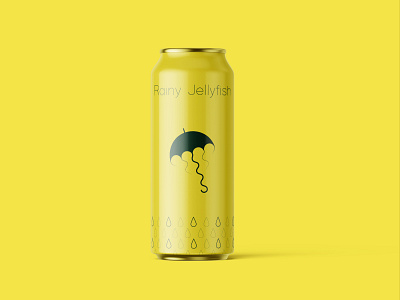 Rainy Jellyfish Can animal art branding can design drink drop illustration jellyfish logo rain umbrella vector