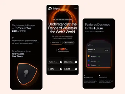Eclipse — Web3 Wallet Mobile App Design UI/UX 3d animation branding design figma graphic design illustration logo motion graphics ui uiux ux web design