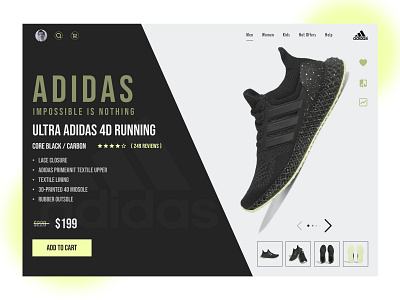 Shoe Shopping - Adidas product adidas cart design interface running shop shopping sport ui uiux visualdesign webdesign