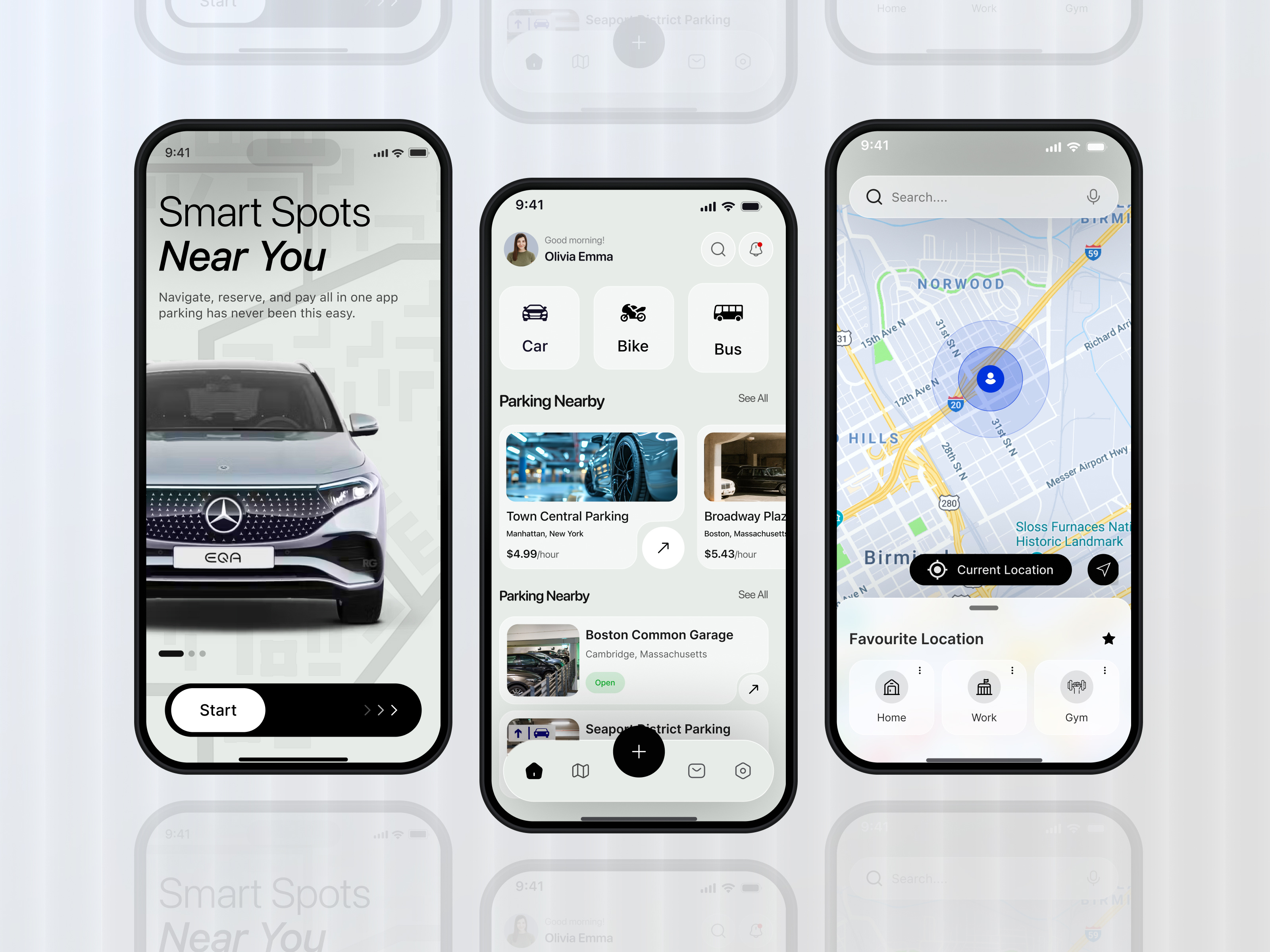 Car Parking App Design app design booking app car car app car parking app car rental mobile app design find parking illustration location tracker parking app parking location parking spot parking tracker pixelnaiem service app smartparking space parking ui web design