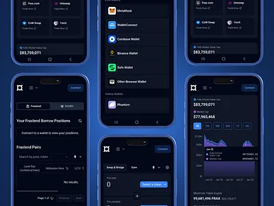 FRAX app appui blockchain crypto decentralised finance graphic design mobile nadcablabs ui userexperience userinterface ux web3