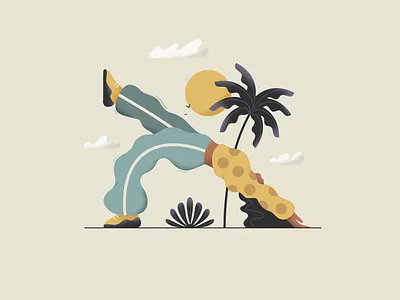 Where the body meets the light ✨ africa dance dancer gedzdesign girl illustration jungle la nature palm style summer sun sunset