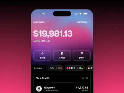Crypto Wallet Design, web3, AI Wallet App ai ai wallet app design crypto crypto wallet defi memecoin token ui wallet web3