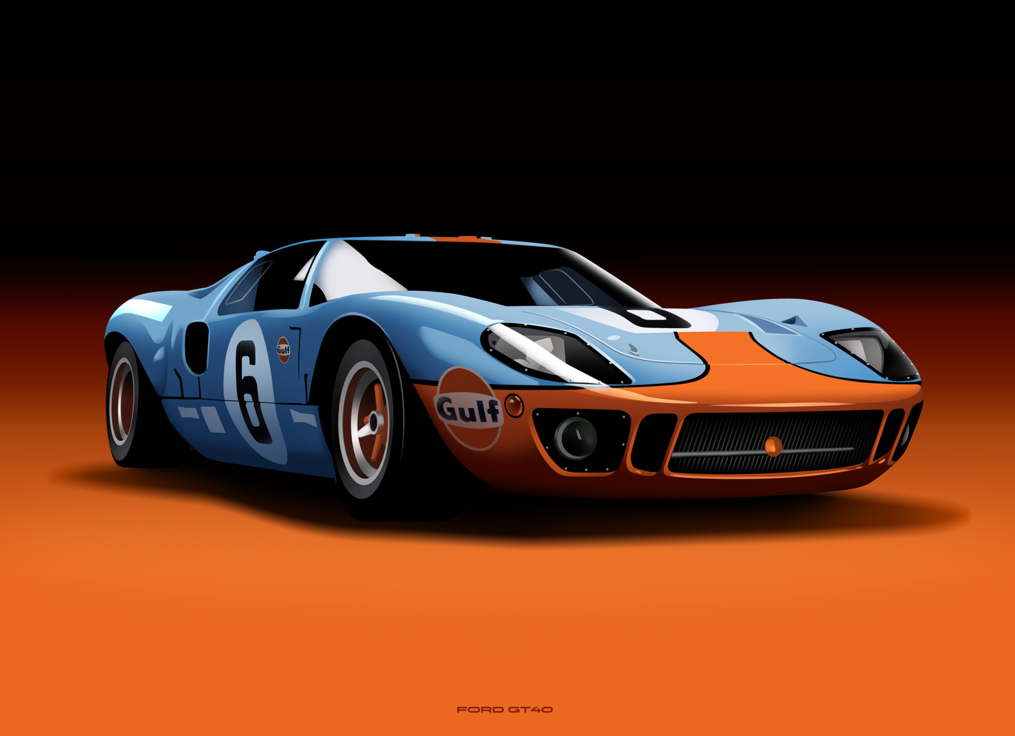 Ford GT40 carillustration history illustration lifestyle retro retroclassic vintagecar vintageillustration