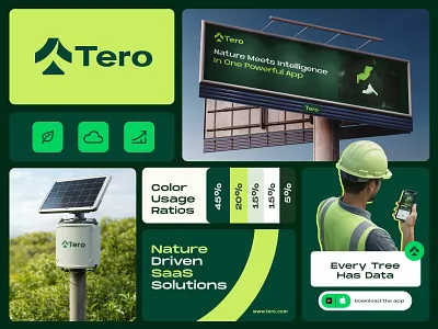 TERO – Nature Driven SaaS Branding & Logo Identity agrotech app branding brand identity climate tech green tech logo design minimal logo modern logo nature branding saas branding saas logo startup branding tech logo ui branding