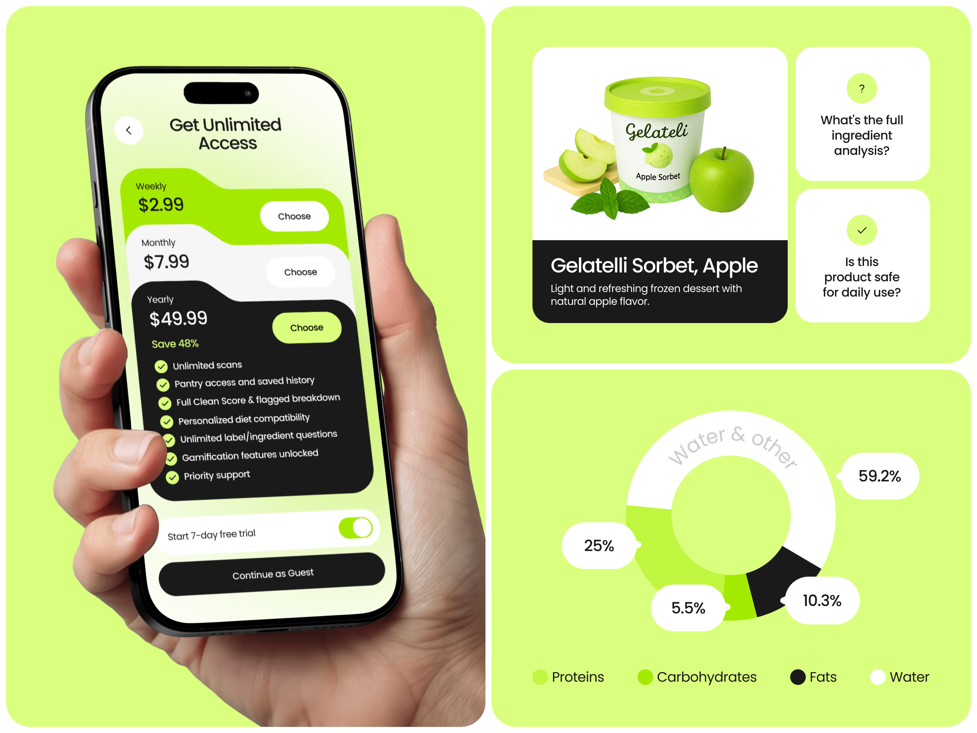 Example of Diet & Food Analysis App – Nutrition Scanner UI