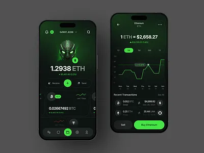 Crypto Portfolio & Wallet App – Dark Trading UI app design bitcoin blockchain ui crypto app crypto portfolio crypto wallet dark mode design defi ethereum fintech app mobile app mobile app design mobile app ui modern ui product design saas ui trading app ui design wallet app web3 design