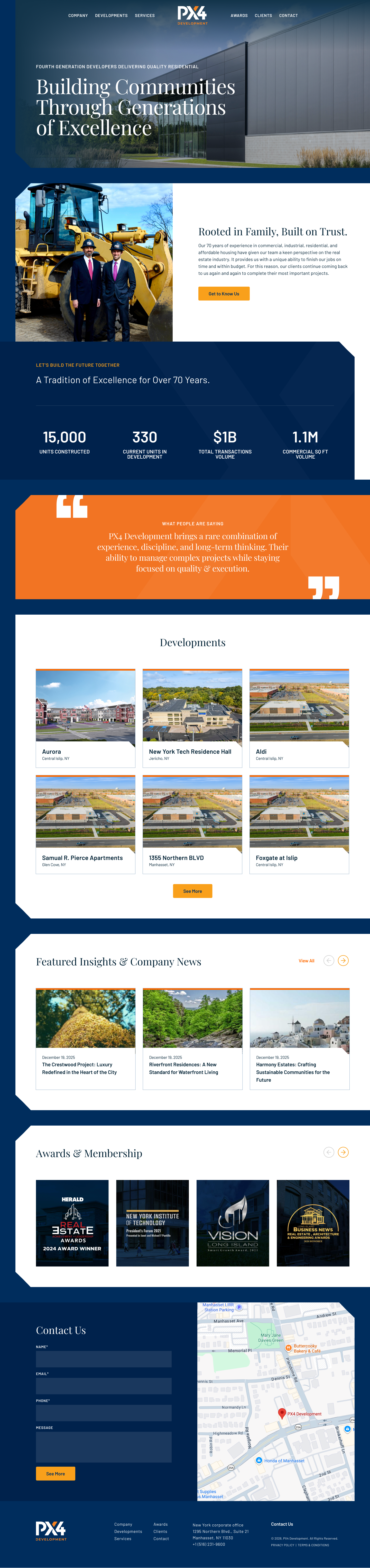 Real Estate Development blue clean grid landing page orange shape ui ux web web design webdesign webpage website