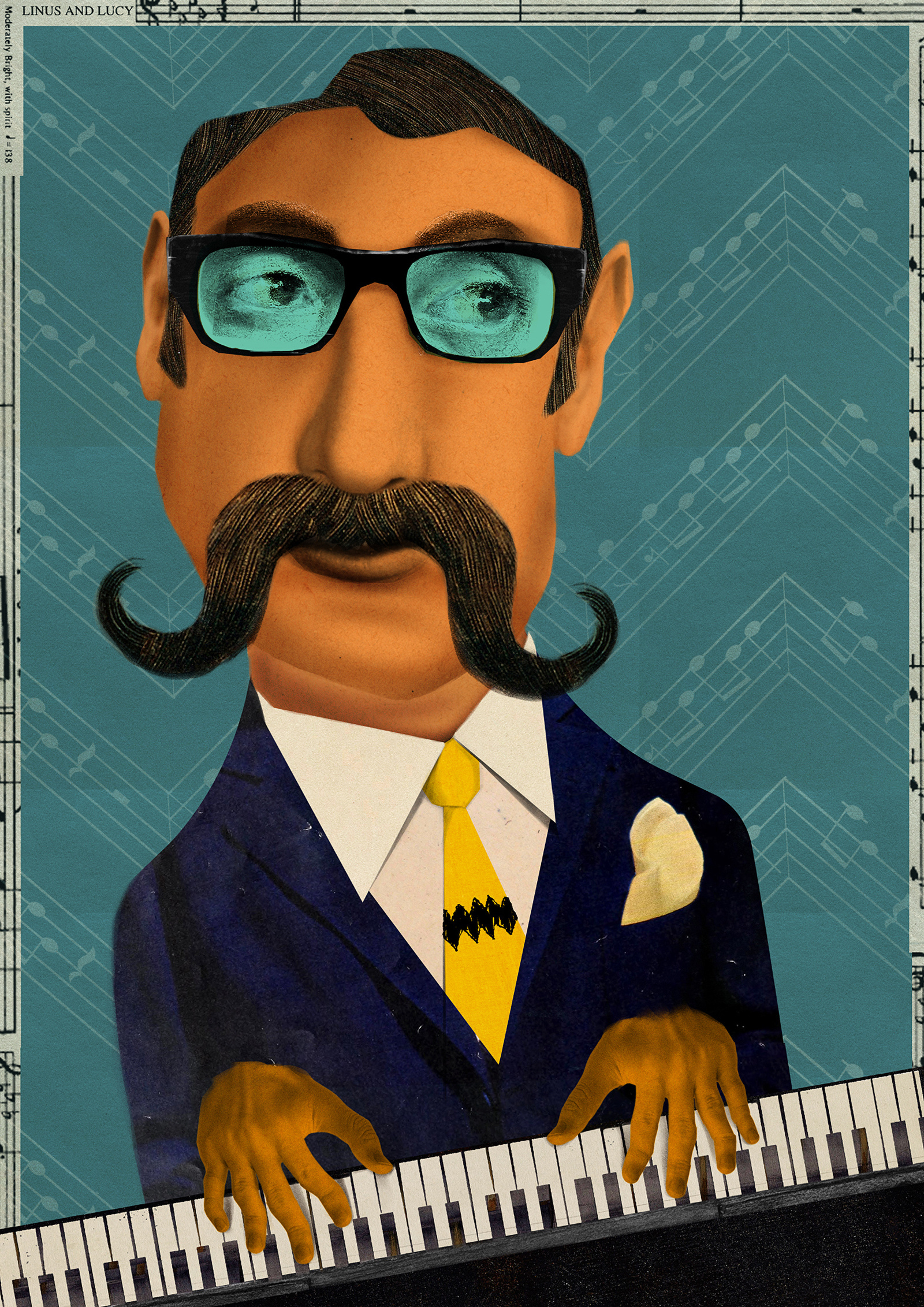 Vince Guaraldi book illustration conceptual editorial editorialillustration illustration jazz music portrait