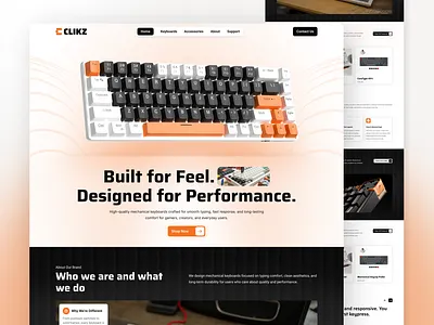 Clikz – Mechanical Keyboard Landing Page figma keyboard landing page mechanical keyboard minimal design product design ui ui design ux ux design web design website ui