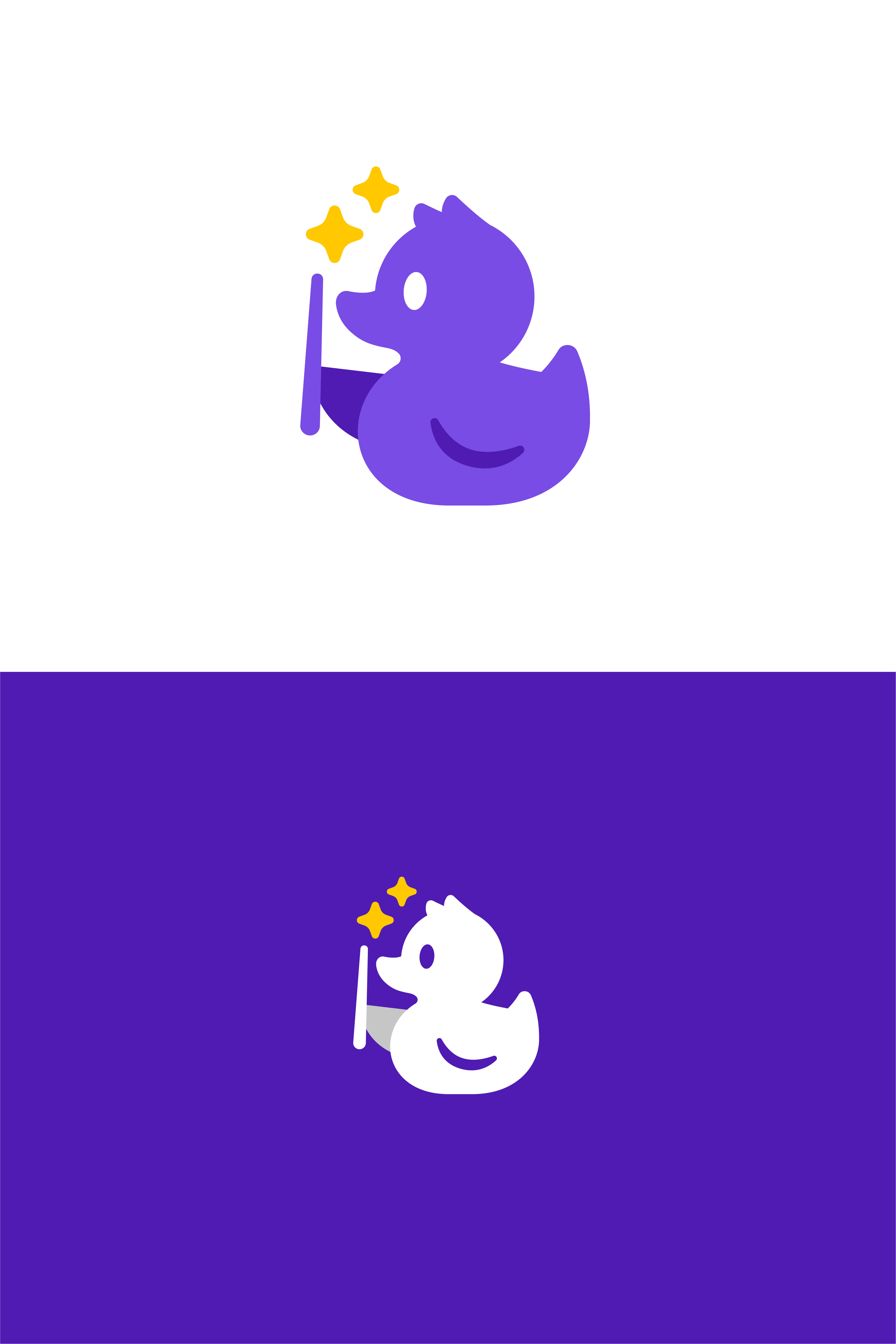 Magic Duckling animal bath branding cartoon character creative digital duck duckling fantasy flat funny illustration logo mascot purple stars vector wand wizard