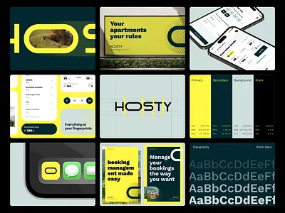 Hosty - Rental management platform for hospitality business branding graphic design interface ui ux