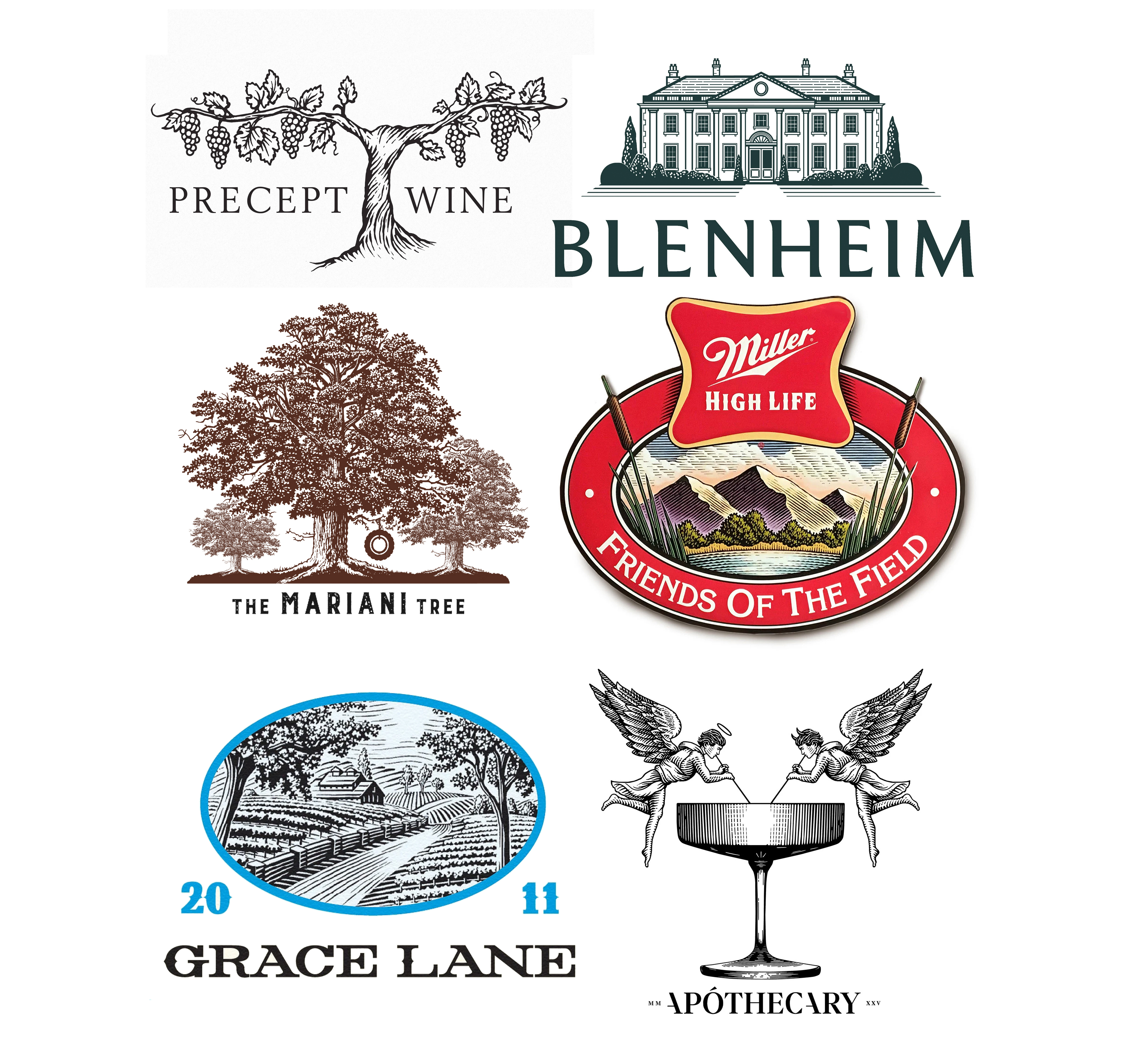 Steven Noble Illustrations Logos Collection IV artwork brand mark branding design engraving etching illustration line art logo logos scratchboard steven noble visual identity woodcut