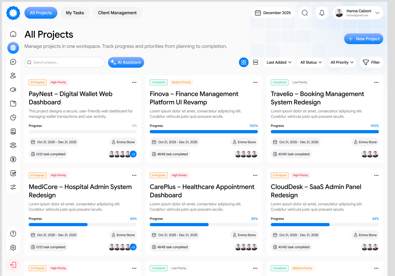 Example of Project Management Software Design UI/UX