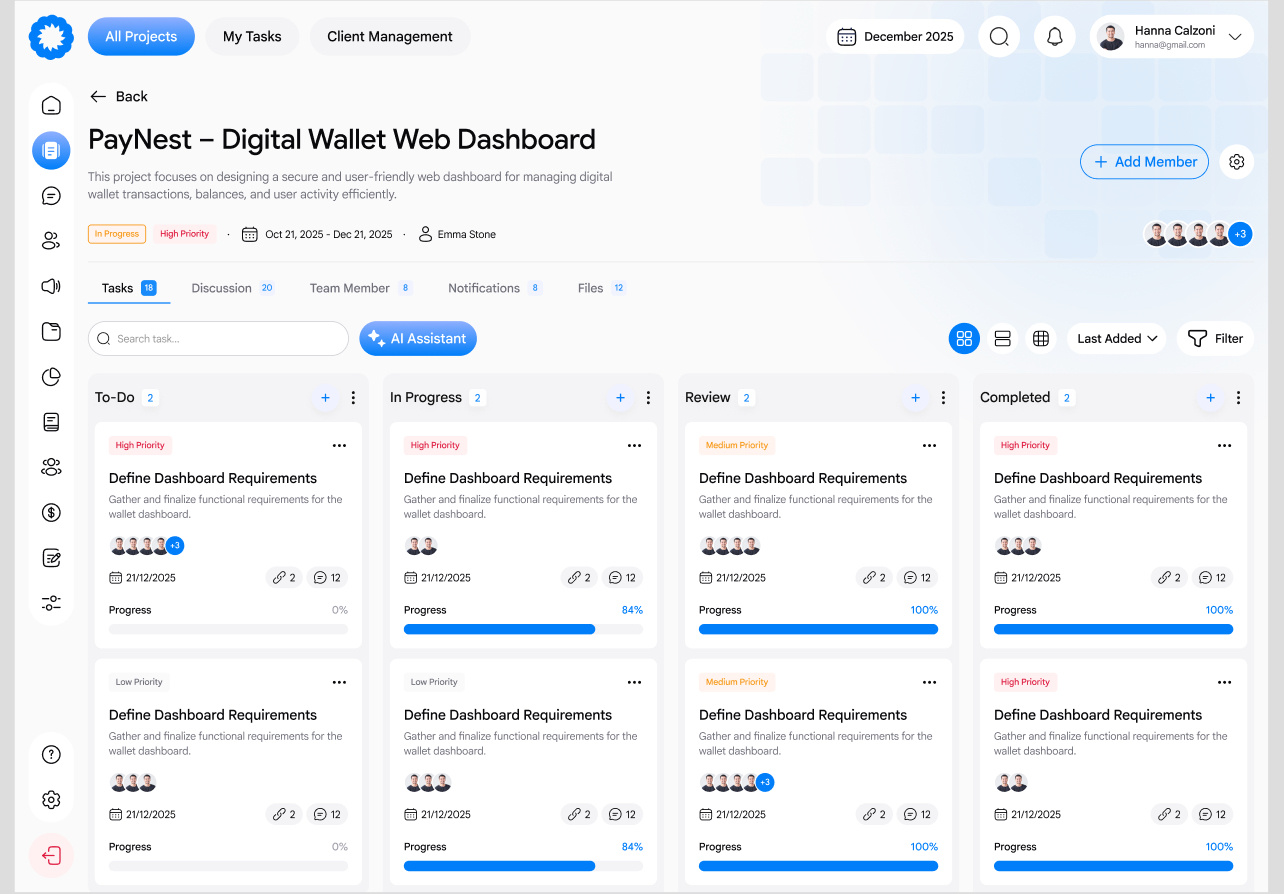 Example of Project Management Software Design UI/UX