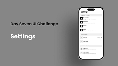 Day 7 UI Challenge - Settings mobile settings ui