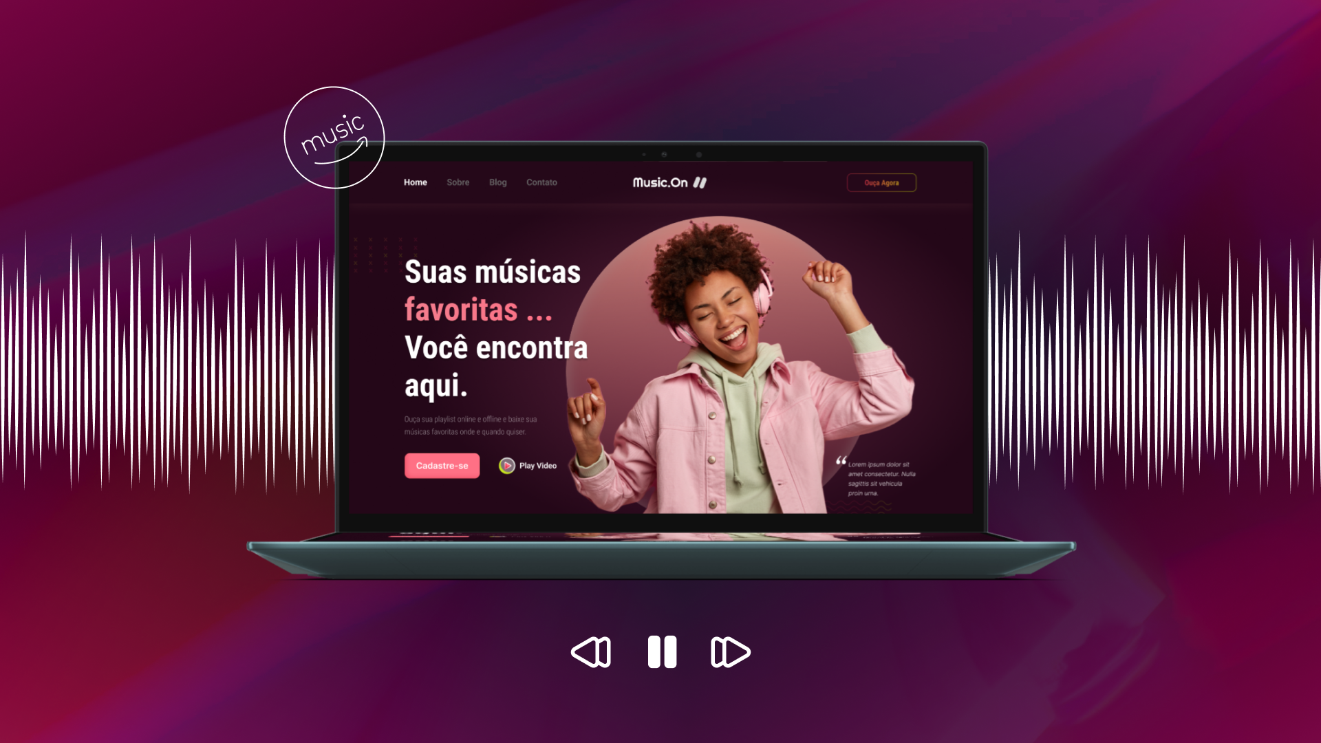 Landing Page - Music.On aplicaivo figma landing page musica ui ui design