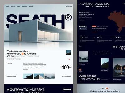 Seath® - Real Estate Landing Page architecture big font branding building corporate editorial graphic design landing page layout minimalist popular property real estate ui web design website