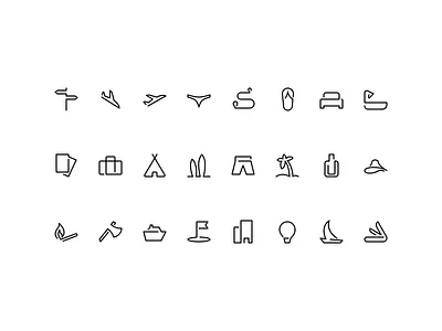 One line travel icons beach design figma figmadesign icon icondesign icons minimal oneline stroke travel ui unoline vacation vector