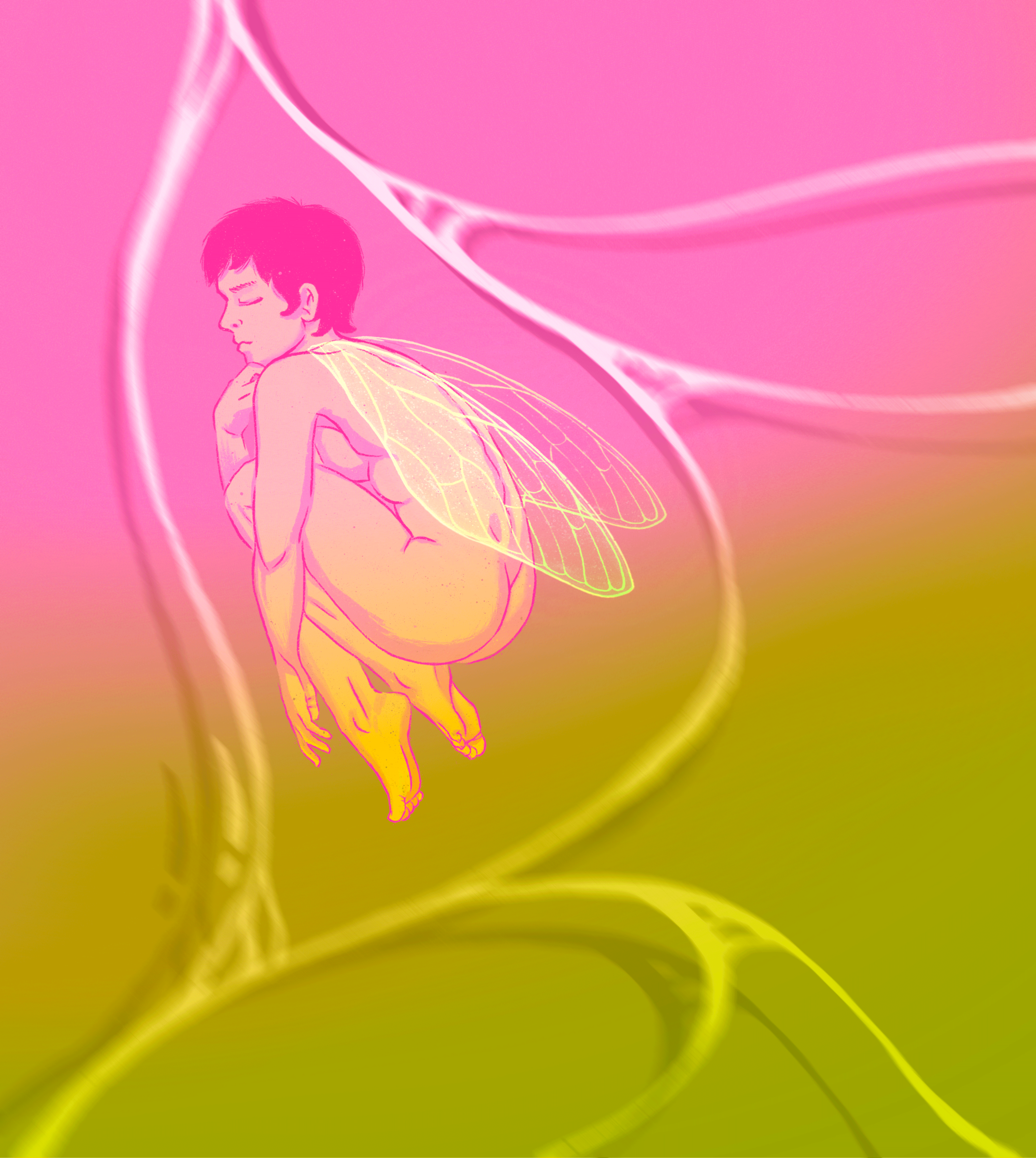 Morpho II - Bio Art anathomy body girl green illustration pink procreate wings woman