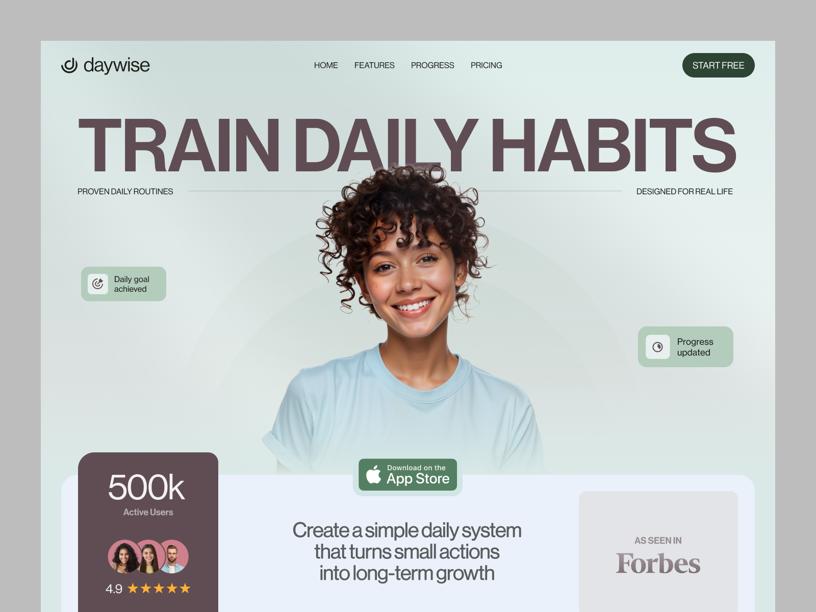 Habit Tracking App | Landing Page | Hero Section 3d aesthetic clean habit app hero section ios landing page minimal mobile product productivity saas self improvement soft startup tracking training ui ux web design