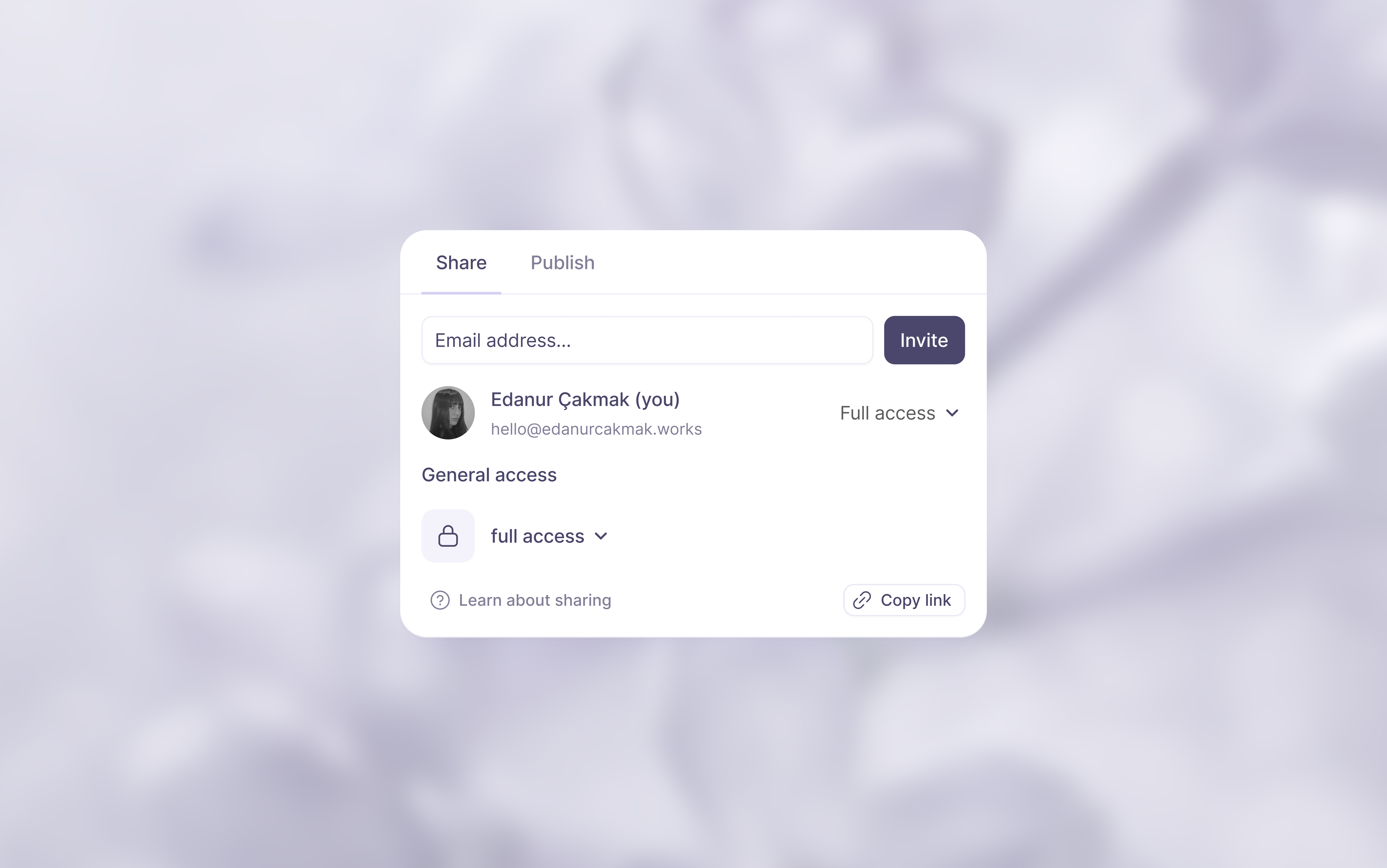 Share card for Gaye ui ux