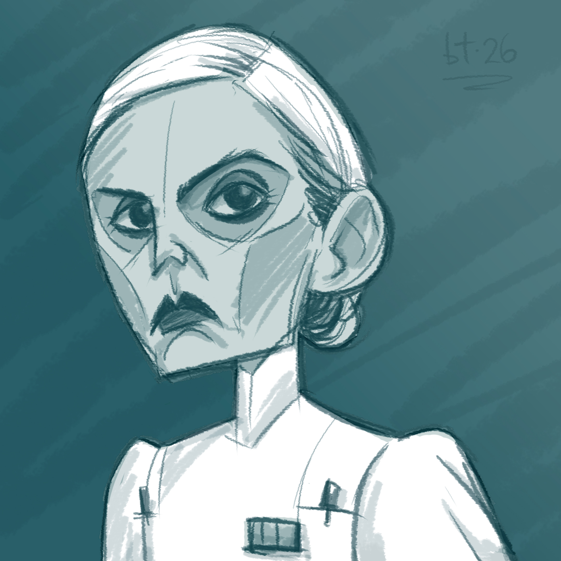 Meero andor caricature character design dedra meero denise gough digital illustration digital sketch empire frown illustration isb quick resting bitch face sketch star wars star wars andor