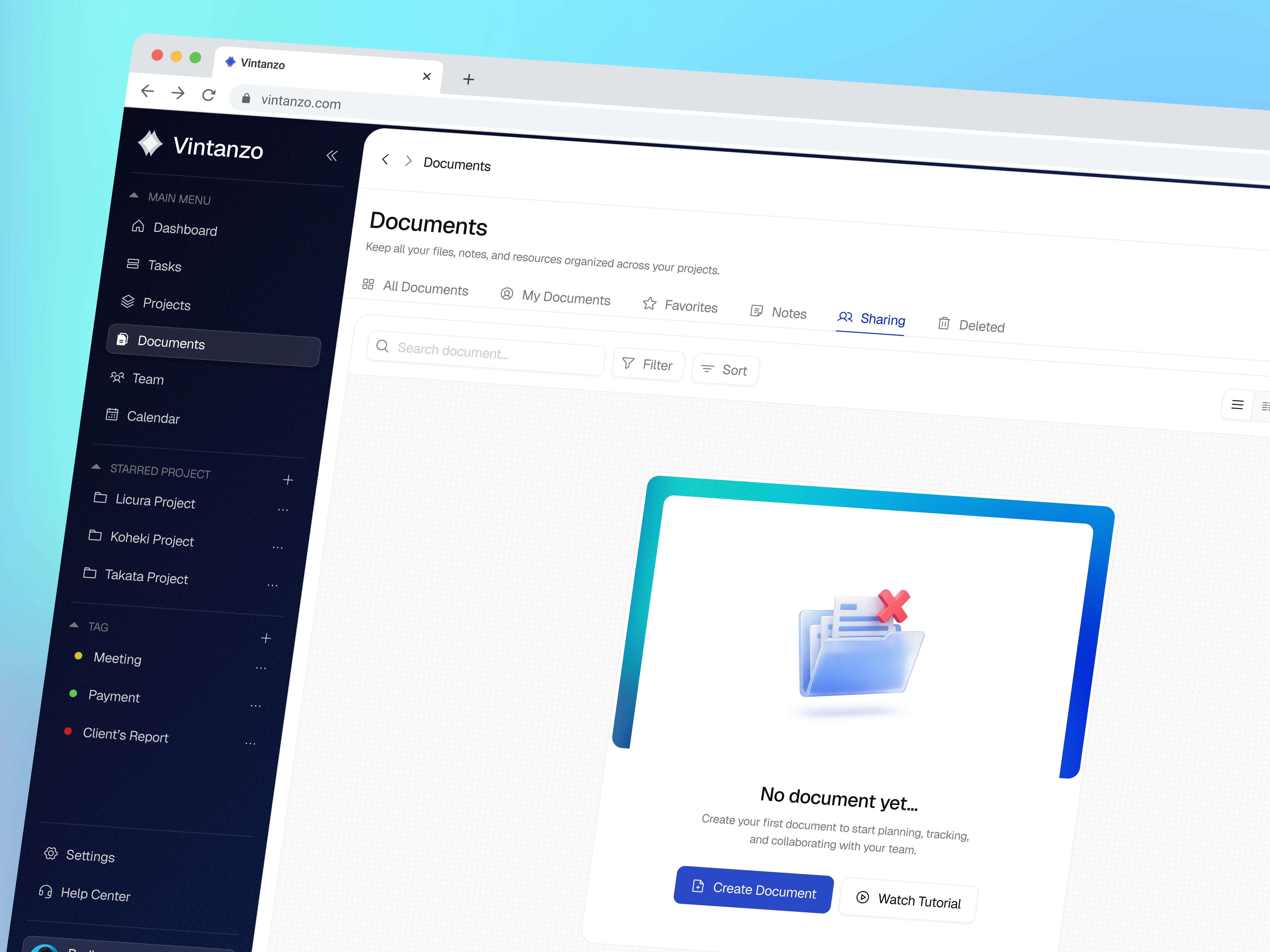 Vintanzo - Empty State card clean dashboard design document document management empty state folder minimal minimalism product design search table empty state task ui ui design uiux user interface ux