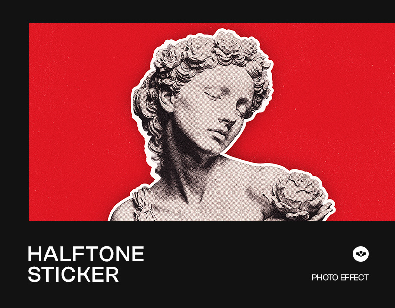 Halftone Sticker Effect cutout design effect graphic design halftone photo photoshop psd solasome sticker template