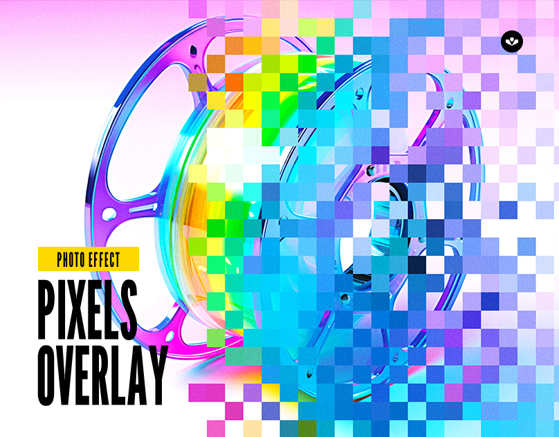 Pixels Overlay Photo Effect 8bit checker design effect graphic design overlay photo photoshop pixel solasome template