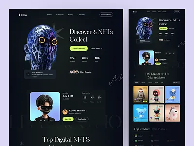 Filllo NFT Website Design artist blockchain crypto art cryptoart digital nft ethereum landingpage leanding page nft nft market nft market place nftart rarible token trading uidesign uiux web web design website design